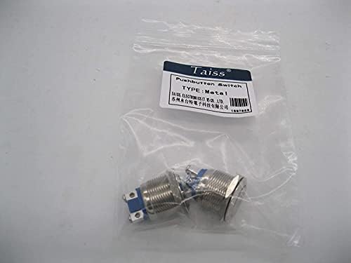 TPUOTI 2PCS 19mm 3/4 Тркалезен метал Моментно копче на копчето 1NO SPST 3A/12-250V за прекинувач за индустриски автомобили