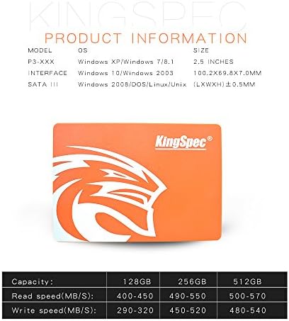 KingSpec SSD 128GB 2.5 SATA3 Внатрешна Цврста Состојба Диск ЗА КОМПЈУТЕР, Лаптоп, Mac(P3-128)…