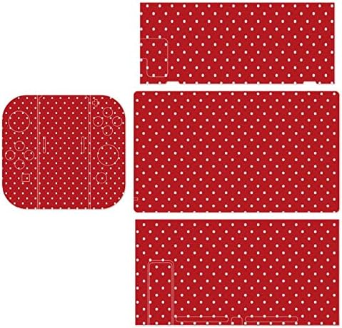 Црвени точки Божиќни налепници Целосно завиткување на кожата на кожата за заштити на лични плочи компатибилни за Nintendo Switch