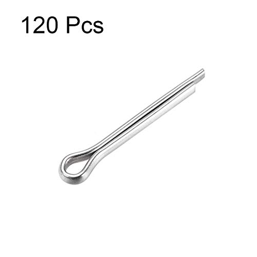 Uxcell Split Cotter Pin - 2mm x 14mm 304 не'рѓосувачки челик 2 -излез Сребрен тон за прицврстувач за прицврстувач 120 парчиња