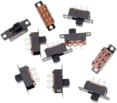 Micro Switch Brewix Micro Switch 10pcs 2 Позиција DPDT 2P2T панел монтирање вертикален прекинувач за слајдови 6 пински 0,5A 50VDC прекинувач