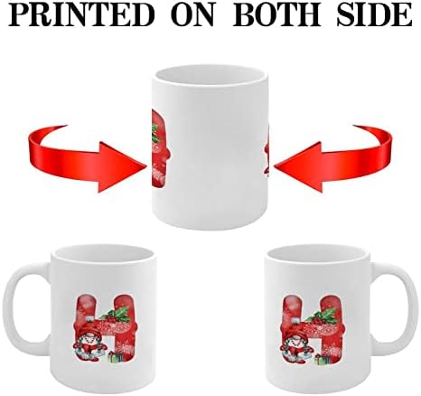Божиќна црвена буква h gnome керамички кригла кафе чаша чаша чаша монограм буква, потсмевање кригла бела чаша исмејувајте се