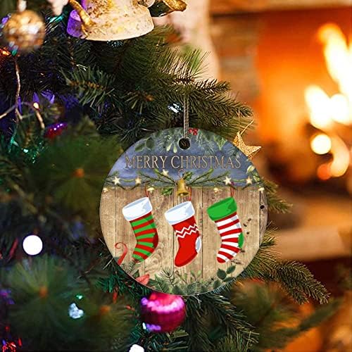 Орнаменти на новогодишни божиќни чорапки Божиќни украси Орнамент украс Дома декор дрво жито виси приврзоци околу керамички Божиќни украси