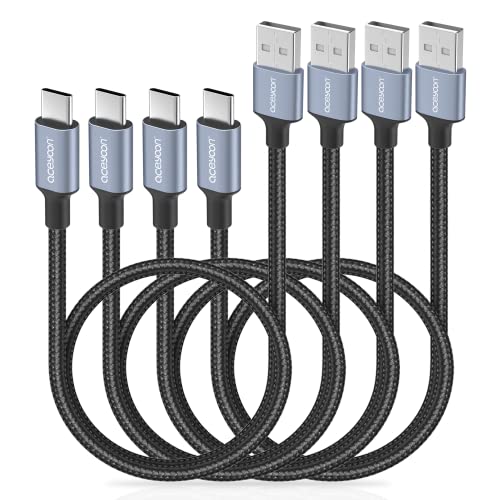 Aceyoon [4 пакет] 1,6ft USB C кабел плетенка краток USB C полнач и синхронизација на податоци USBA до типот C кабел компатибилен за S10 S9 S8, P30 P20 Mate 20 Mate 30, Pixel 2 3 и повеќе USB уреди