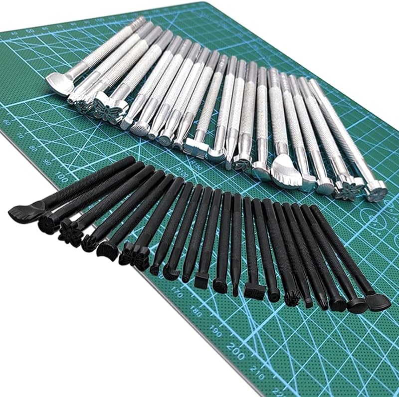 20 парчиња кожни печат за печатење алатки за печатење легури за печатење на алуминиум, поставени алатки за правење седло за кожни
