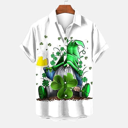 Денот на д. Денот на д. Патрик, обичен краток ракав за кратки ракави Хавајски кошули Детелина Детелина Шамрок маица копче нагоре