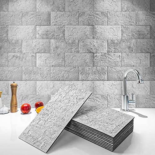 Art3d 102-парчиња кора од плочки од плочки и лепете за шпорет кујна бања камин, 3in. × 6in. Лепете на метрото плочка природен камен бел