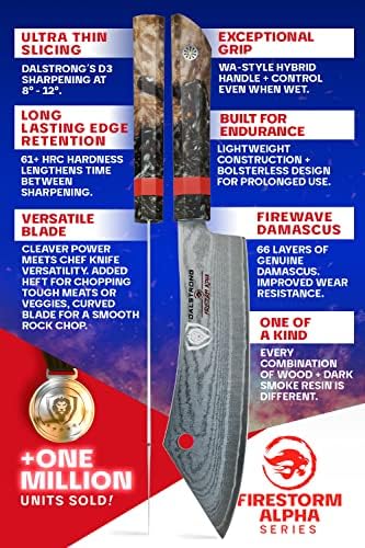 Далстронг Готвач &засилувач; Cleaver Хибриден Нож-8 инчи - Crixus - Firestorm Алфа Серија-Премиум 10CR15MOV Високо-Јаглероден Челик-Традиционалните