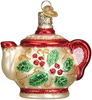 Божиќни украси од стариот свет: подароци за кафе и чај стакло разнесени украси за елка, холи чајник