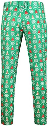ДСОДАН 2 ПЦС Божиќни смоки од костум за костуми за мажи, смешни Божиќни Дедо Мраз печати блејзер панталони