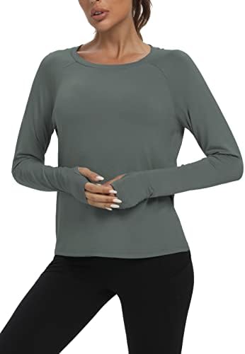Врвови за тренингот на Мипо Меш назад за жени со долг ракав атлетски јога врвови спортски кошула за трчање