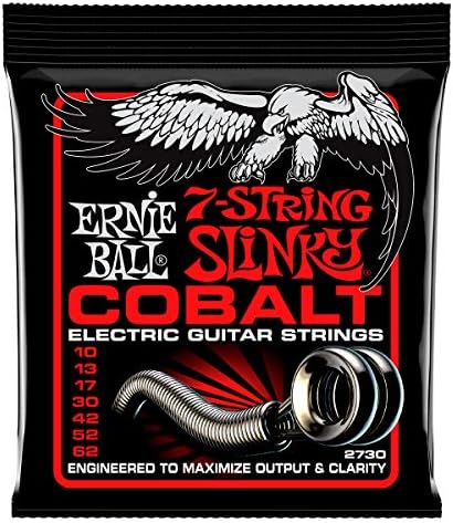 Ernie Ball 7-жичани слаби врвни тешки дното на дното на смајливите електрични жици на гитара, 10-62 мерач