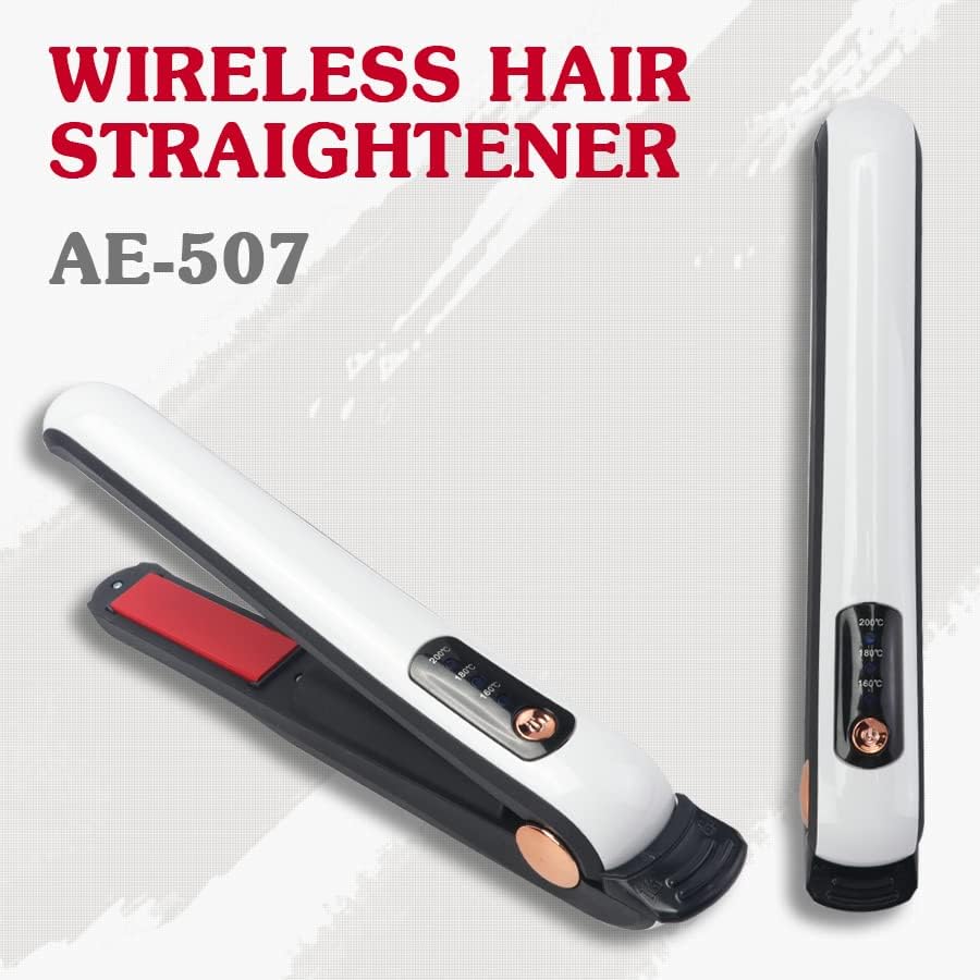 Безжичен зацрвнувач на косата, преносен затегнување на косата што не се лизга, 2 во 1 за сите типови на коса, 4000mAh USB-полнење керамичко рамно железо загрева брза и прил