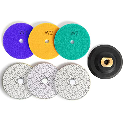 Вклучени влошки за полирање на дијаманти Keeywolt 4 3 Чекор Абразивен диск за висока ефикасност за гранит мермер бетон Флексибилна подлога за поддршка на гума за мелење