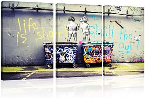 Ypy banksy графити платно wallидна уметност: поп улица уметнички дела слика печатење дневна соба декор - инспиративен кул постер, 3 парчиња тинејџерско момче модерна дома?