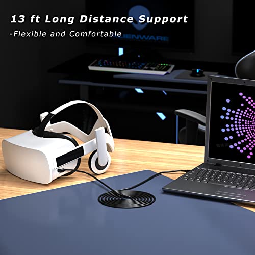 Uirevc 13ft кабел за врски компатибилен со Meta Quest 2, Cable со голема брзина VR за Oculus Quest 2 Link Cable, USB 3.0 до USB C VR кабел, врски за додатоци за слушалки и компјутерски игри/пареа VR