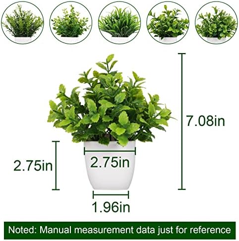 Јорати 6 Тенџере Мали Лажни Растенија Саксија Вештачка Пластика Еукалиптус Растение Пченица Трева Грмушка Растение Внатрешно Биро