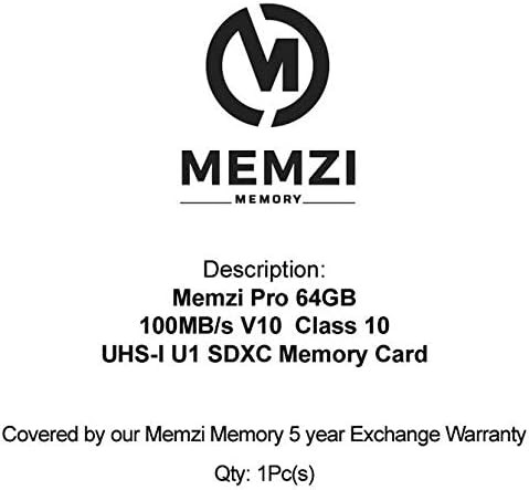 MEMZI PRO 64GB 100mb / S Класа 10 V10 SDXC Мемориска Картичка Компатибилна За Sony A6300 ILCE-6300, ILCE-6300L, ILCE-6300M / a6400 ILCE-6400L,