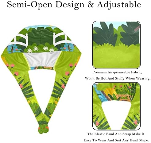 РИОДКФМХД 2 Пакувања Пролет Пејзаж Зелена Хируршка Капа Со Копчиња За Долга Коса