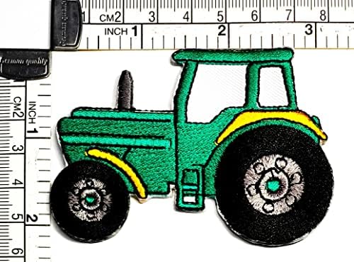 Кленплус 3 парчиња. Зелен Трактор Цртан Филм Лепенка Везени Симпатична Автомобил Трактор Железо На Значка Шие На Лепенка Облека Вез Апликација