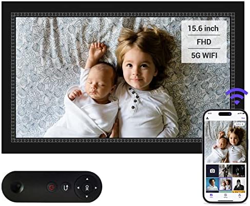 15,6 Инчи Голема Дигитална Рамка За Фотографии WiFi Дигитална Рамка За Слика со 1920x1080 Full HD IPS Tuchscreen, Далечински Управувач,