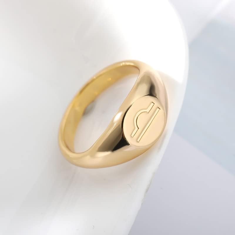 Мин Здраво Вага Близнаци Рак Бик Зодијак прстен мажи злато рунда 12 соstвездие прстени за жени накит роденден - Лав - злато во боја_парти