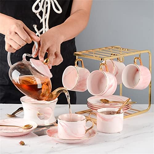 N/А англиски попладневен чај сет цветен чај чаша сет европски керамички стакло отпорен на топлина варена овошна свеќа загревање чајник чајник