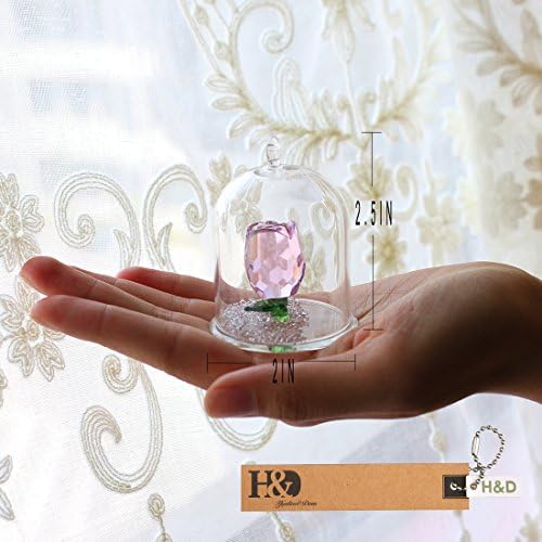 H&D кристал маѓепсана роза цветна фигура соништа украс во стаклена купола подароци за неа