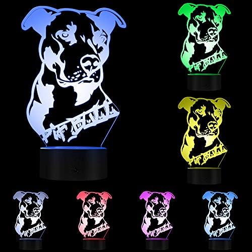 Geeky Days 3D American Smart Flexible Flexible Pit Bull Terrier Kid Child Table Larm Pet Night Light Детски плејмејти кучиња подароци