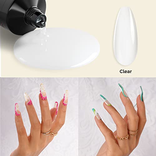 Gelfaver Clear Poly Nail Gel Clear Nail Poly Extension Gel, Clear Poly Extension Gel за нокти поли -градител гел за нокти, пролетен трендовски