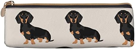 Dachshund Weiner Dog Dog Dogs Cute Clut Plycil Case со месинг патент канцелариски материјал за кожа Пенка торбичка Едноставна торба