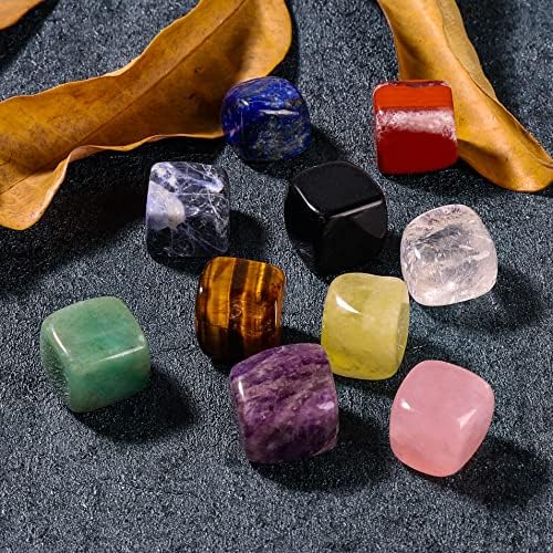 10 парчиња заздравувачки кристали поставија коцка квадратни камења полирани медитација за балансирање на енергијата на Реики