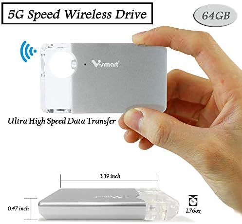 V-Smart CRYSTALDISK 5G БЕЗЖИЧЕН ПРЕНОС USB Флеш Диск | Супер-Брза Брзина, Универзален Надворешен Уред За Складирање за iPhone, Android,