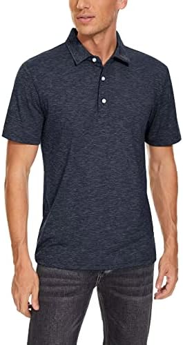 Поло со кратки ракави на Магкомен, маички за голф за мажи со 3 копчиња за влага, атлетска обична маица
