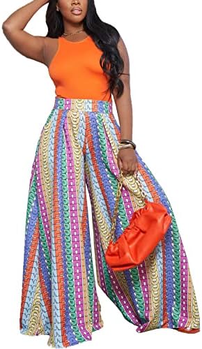 Voghtic жени обични африкански печати харем панталони хипи лабава широка панталона за салони за нозе