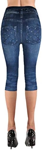 Helegings на Volua Jean за жени плус големина со висока половината каприци исечени хеланки тексас истегнување Jeanан изглед џегингс