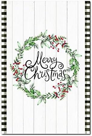 Божиќни украси бобинки гарланд дрво знак Новина од табела со таблички декор акварел карирано дрво зрна дрвен знак гроздобер фарма куќа