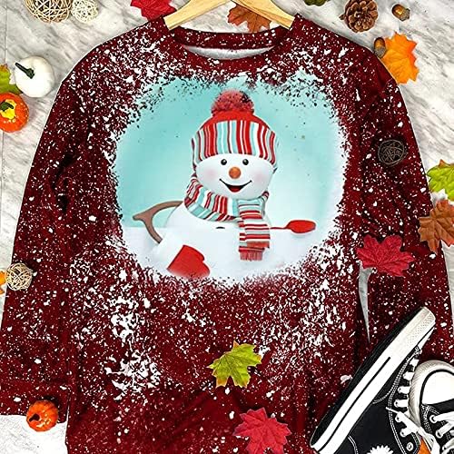 Земја за слатки за Божиќни одмор во Зефотим, ретро Божиќно печатено пулвер се врзува за обичен џемпер со долги ракави, тркалезен