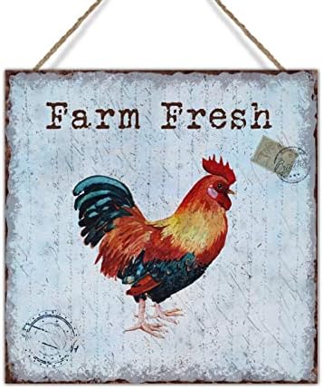 Сина француска фарма Фарм свеж петел Дрво уметнички плакета гроздобер виножито петелка дрво плакета смешен петел животински петел