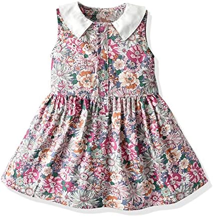 Девојки девојки Екобури облекуваат памучни обични пролетни фустани за девојчиња 1-7 години