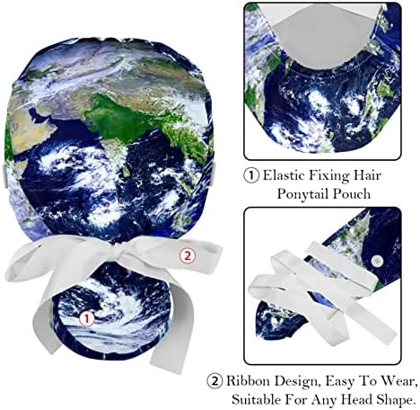Земјата Универзум 2 парчиња прилагодливи буфонски капи со копчиња и обвивки за вратоврска на главата за глава со џемпери