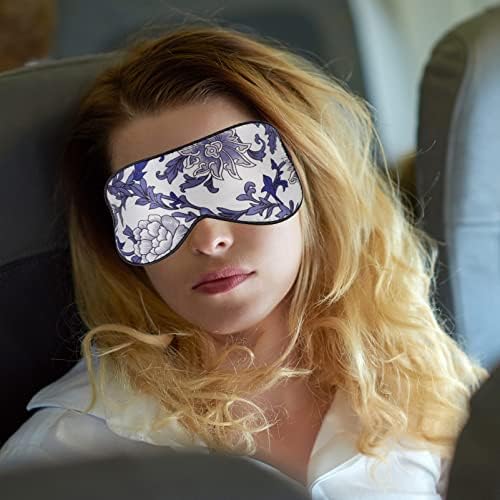Doitool спиење за очи за очи 4 парчиња свила сатенско покритие око за очи за спиење сина и бела порцеланска шема за очи за лепенки за очи