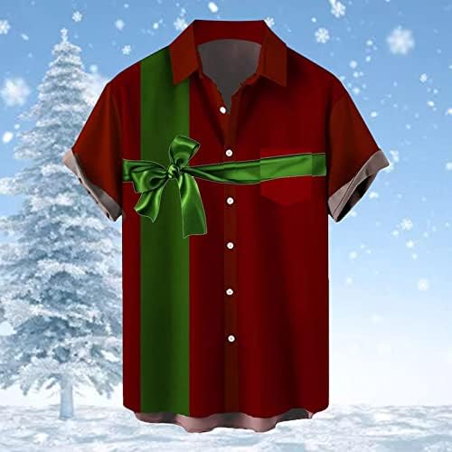 XXBR Божиќно копче надолу кошули за машки кратки ракави смешни Божиќни графички крпеници хавајски кошула забава куглање кошули
