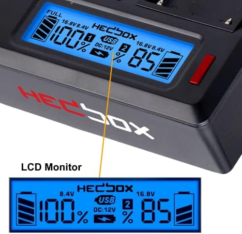 Hedbox RP-DC50/DBPU-Двојна LCD полнач за батерии за Sony BP- U30, U60, U90 и Hedbox HED-BP75D, HED-BP95D батерија
