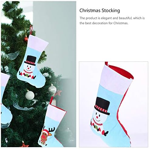 Cabilock 3 парчиња Божиќни чорапи украси за новогодишни елки за порибување на камин Божиќно торбичка за Божиќни прибор за јадење