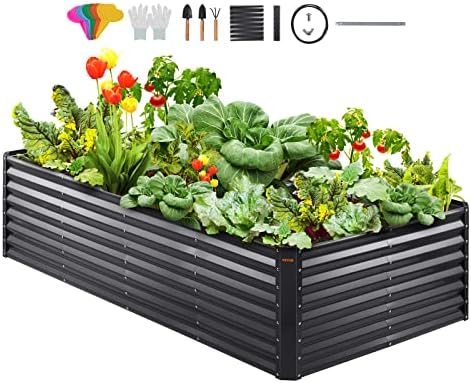 Вевор одгледуваше комплет за градинарски кревети, 8x4x2ft голем метал одгледуван пластери кутии градини кревети на отворено за зеленчук