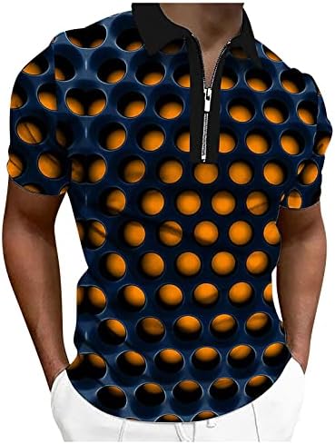 Машка кошула за јака кошула за голф Оптичка трева 3Д печатење на отворено улица кратки ракави патент за печатење облека