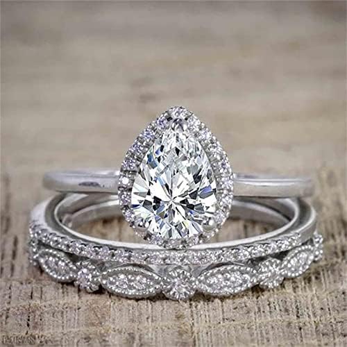 Сет на годишнината од роза Wybaxz Rose од 3 парови принцеза исечете дијамантски сет прстен моден луксуз жени ангажман свадбен накит смола прстени