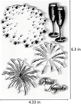 Огномет starsвезди Шампањски чаши јасни марки со чувства, огномет шема гума силиконски транспарентен печат за печатење за празници за правење картички за правење де?