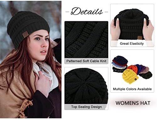 Zando Womens Beanie Satin наредени зимски капи за жени дебели гравчиња жени за зимска капа унисекс Слауки Бејн